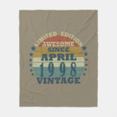 1998生まれ年4月のヴィンテージ誕生日 フリースブランケット (正面)