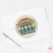 1998生まれ年4月のヴィンテージ誕生日 ラウンドシール (封筒)