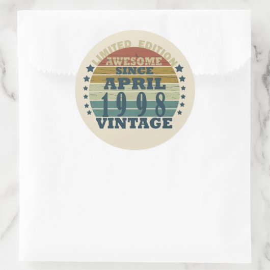 1998生まれ年4月のヴィンテージ誕生日 ラウンドシール (バッグ)