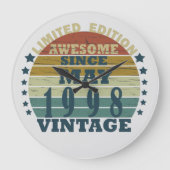 1998生まれ年5月のヴィンテージ誕生日 ラージ壁時計 (正面)