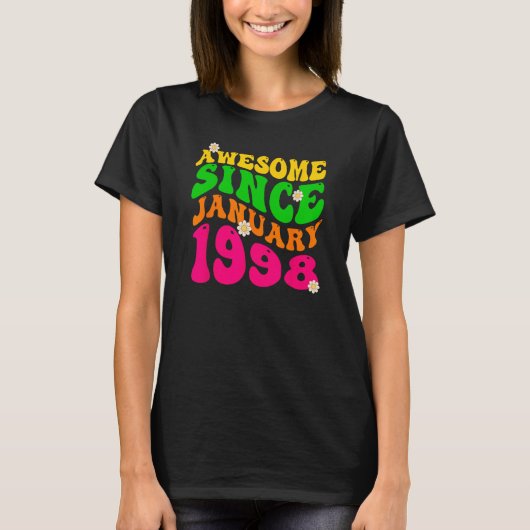 1998素晴らし年1月以来誕生日Groovyレトロ Tシャツ (正面)