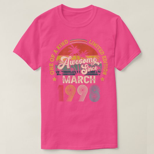 1998素晴らし年3月以来ヴィンテージ24誕生日 Tシャツ (デザイン正面)