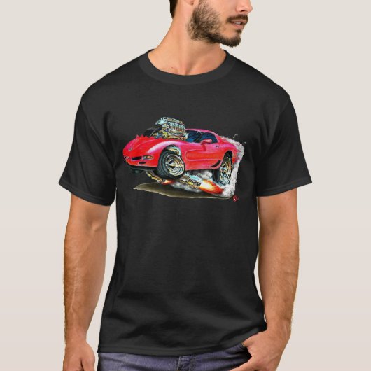 1998-2004年のコルベットの赤車 Tシャツ (正面)