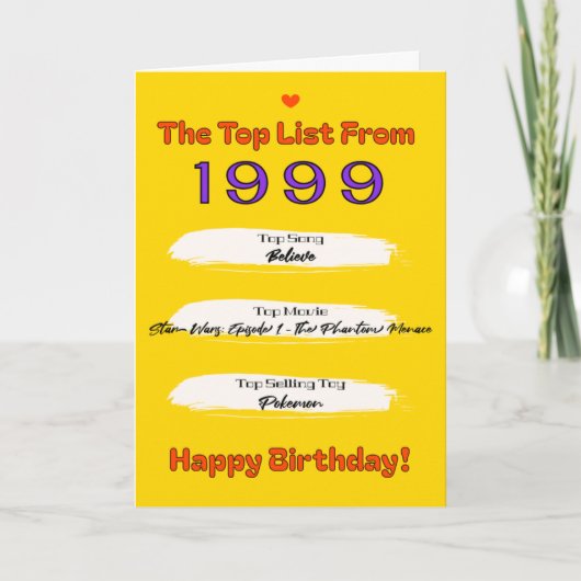1999年ベストリストの誕生日 カード (正面)