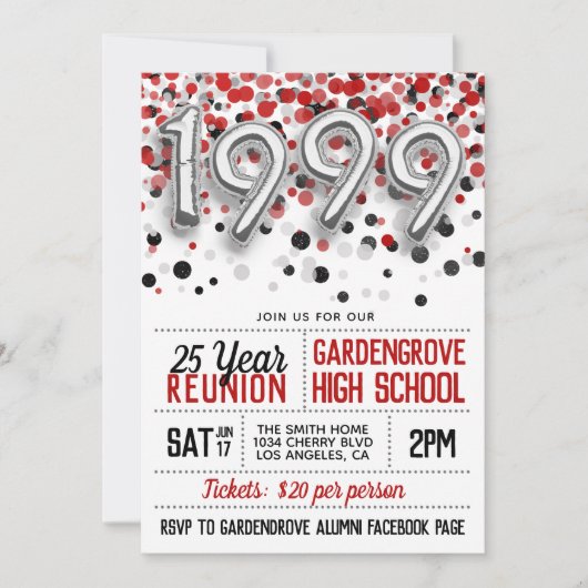 1999年度高校同窓会招待状 招待状 (正面)