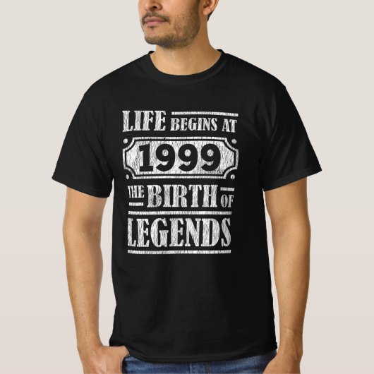 1999年生まれのレジェンド レトロなバースデーギフト Tシャツ (正面)