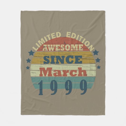 1999生まれ年3月のヴィンテージ誕生日 フリースブランケット (正面)