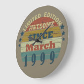 1999生まれ年3月のヴィンテージ誕生日 ラージ壁時計 (傾斜)