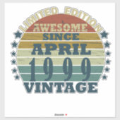 1999生まれ年4月のヴィンテージ誕生日 シール (シート)