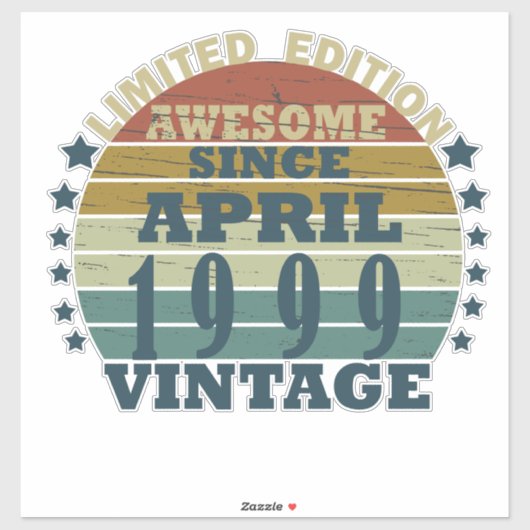 1999生まれ年4月のヴィンテージ誕生日 シール (シート)
