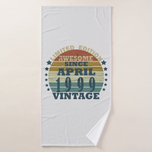 1999生まれ年4月のヴィンテージ誕生日 バスタオル (バスタオル)