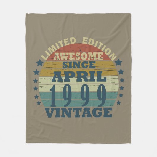 1999生まれ年4月のヴィンテージ誕生日 フリースブランケット (正面)