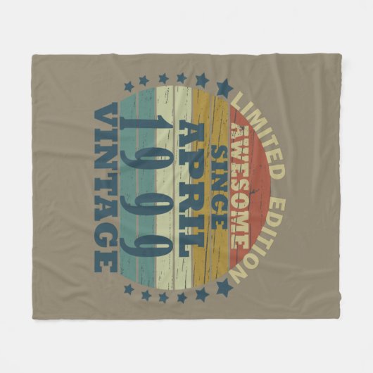 1999生まれ年4月のヴィンテージ誕生日 フリースブランケット (正面(横))