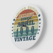 1999生まれ年4月のヴィンテージ誕生日 ラージ壁時計 (傾斜)