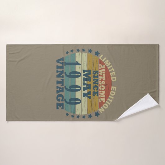 1999生まれ年5月のヴィンテージ誕生日 バスタオル (バスタオル)