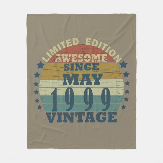 1999生まれ年5月のヴィンテージ誕生日 フリースブランケット (正面)