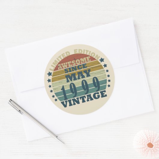 1999生まれ年5月のヴィンテージ誕生日 ラウンドシール (封筒)