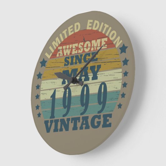 1999生まれ年5月のヴィンテージ誕生日 ラージ壁時計 (傾斜)