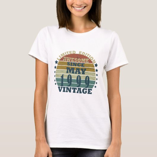 1999生まれ年5月のヴィンテージ誕生日 Tシャツ (正面)