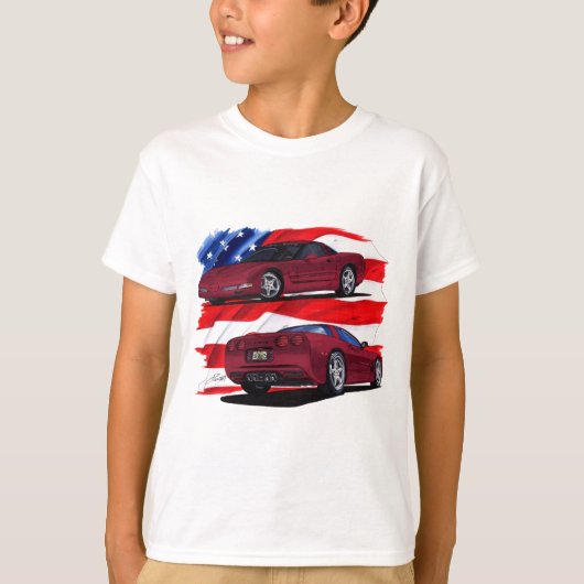 1999-04年のコルベットのあずき色車 Tシャツ (正面)