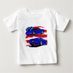 1999-04年のコルベットの青車 ベビーTシャツ
