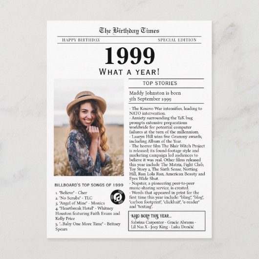 1999 Newspaper Birthday  ポストカード (正面)