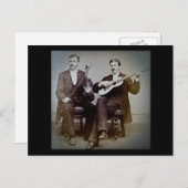 199.ギター奏者とバイオリニストのヴィンテージ ポストカード (正面/裏面)
