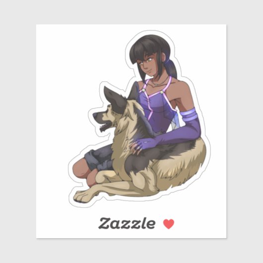 199.女の子と彼女の犬の宇宙 シール (シート)