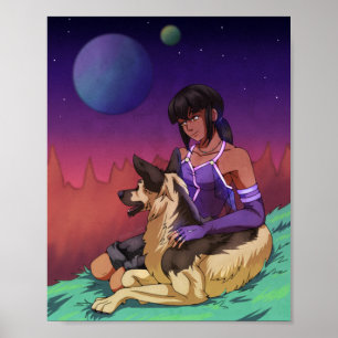 199.女の子と彼女の犬の宇宙 ポスター