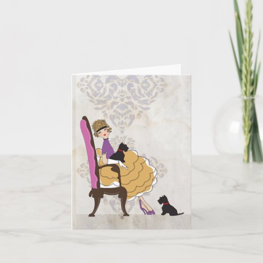 199.女の子と彼女の犬 カード (正面)