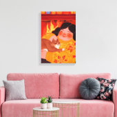 199.女性と猫 キャンバスプリント (インサイチュ (リビング))