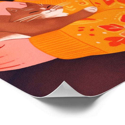 199.女性と猫 ポスター (角)