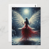 199.妖精が赤いドレスを着てスイングする ポストカード (正面/裏面)