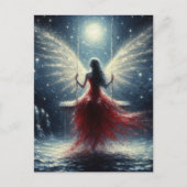 199.妖精が赤いドレスを着てスイングする ポストカード (正面)