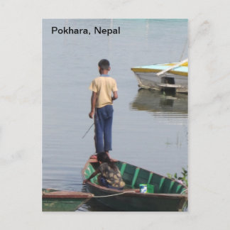 199.舟に乗った少年 ポストカード