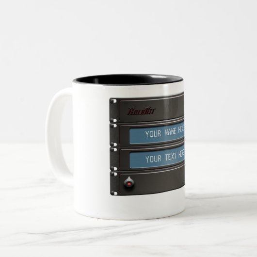 19"のカスタマイズ可能なエンジニアのマグ棚及び文字 ツートーンマグカップ (正面左)