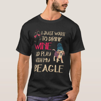 19 ビールを飲んでビーグルと遊ぼう Tシャツ