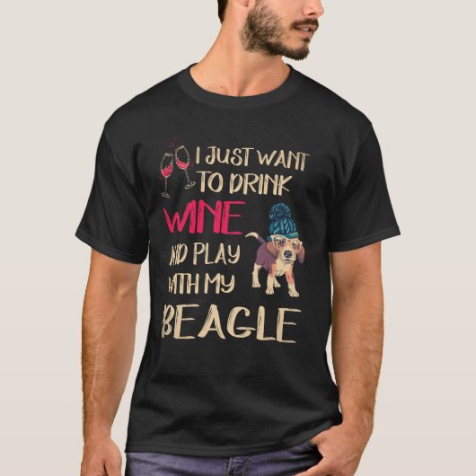 19 ビールを飲んでビーグルと遊ぼう Tシャツ (正面)