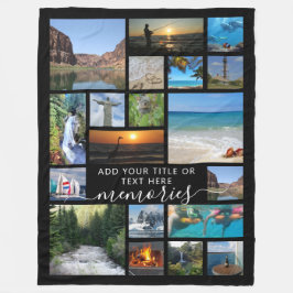 19 モダンフォトコラージュのスクリプトの思い出あなたの色 フリースブランケット