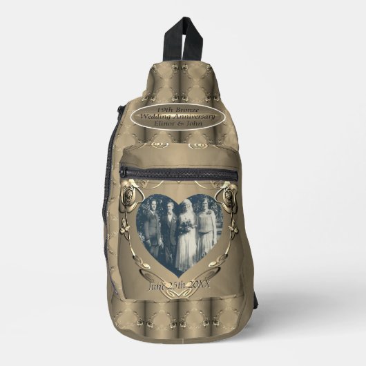 19/8thブロンズ(カラー)写真結婚記念日 スリングバッグ (正面)