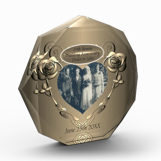 19/8thブロンズ(カラー)写真結婚記念日 フォトブロック (左)