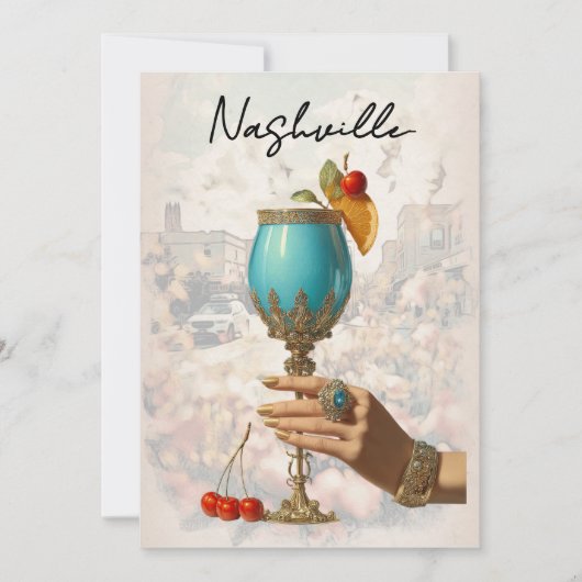 *~*  19 A101 カクテル フォト ナッシュビル バチェロレッテ 招待状 (正面)