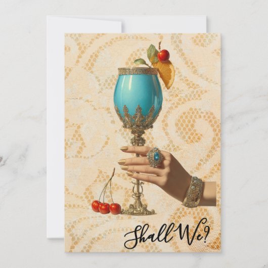 *~*  19 A101  華やかなコックテイルの写真  花嫁になる前の最後の夜 招待状 (正面)