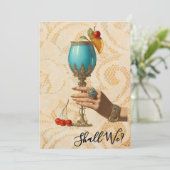 *~*  19 A101  華やかなコックテイルの写真  花嫁になる前の最後の夜 招待状 (スタンド正面)