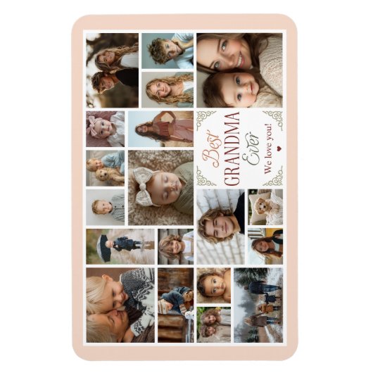 19 Photo Collage Best Grandma Ever マグネット (縦)