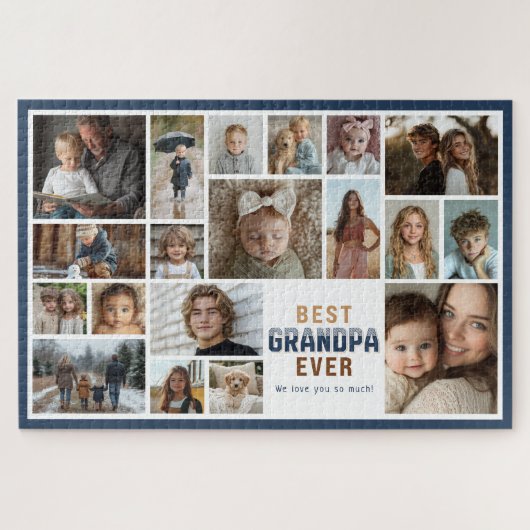 19 Photo Collage Best Grandpa Ever ジグソーパズル (横)