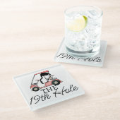 19thおもしろいホールゴルフカートFlamingo ガラスコースター (アングル)