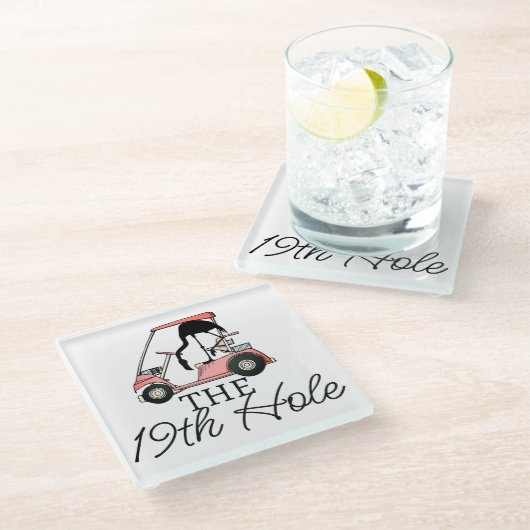 19thおもしろいホールゴルフカートFlamingo ガラスコースター (アングル)