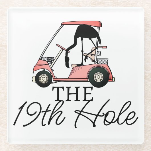 19thおもしろいホールゴルフカートFlamingo ガラスコースター (正面)