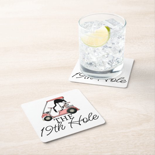 19thおもしろいホールゴルフカートFlamingo スクエアペーパーコースター (インサイチュ)